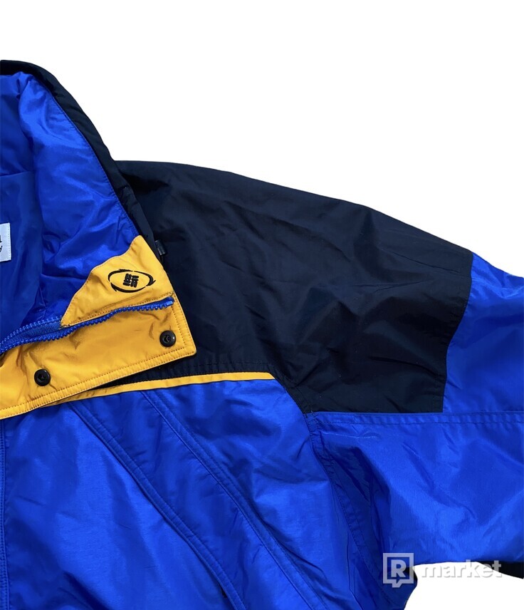Columbia sportswear light jacket fullzip raincoat modrá oranžová čierna size men xlarge