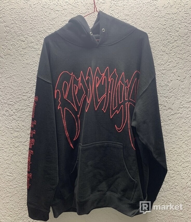 Revenge Black and Red Outline Hoodie