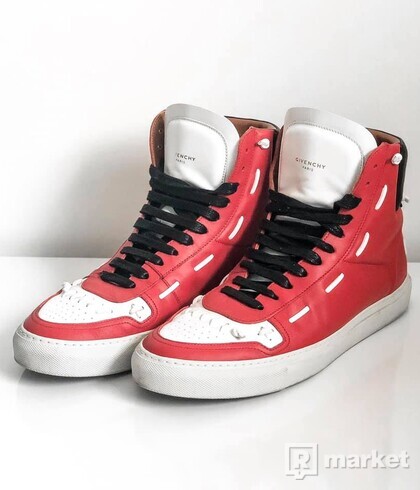 Givenchy Urban Whipstitch High-Top Sneaker, Red/White/Black