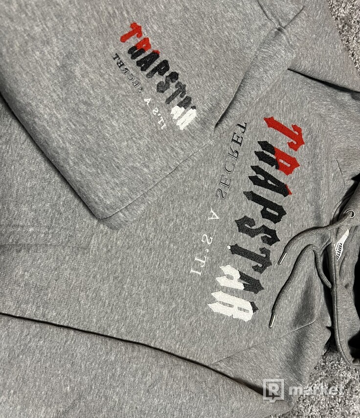 Trapstar Chenille Decoded Tracksuit - Grey/Red (L)