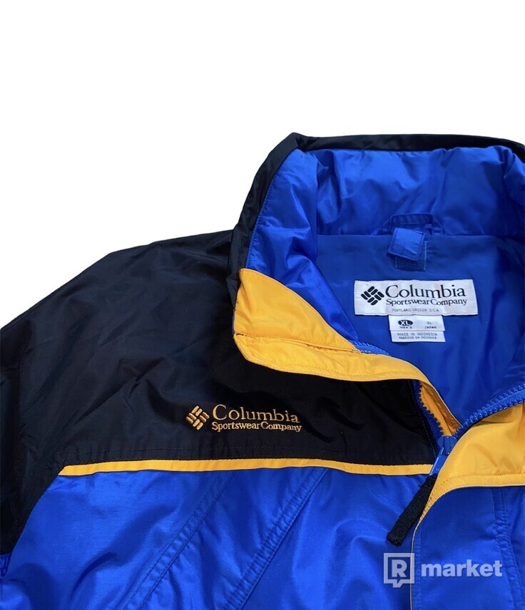 Columbia sportswear light jacket fullzip raincoat modrá oranžová čierna size men xlarge
