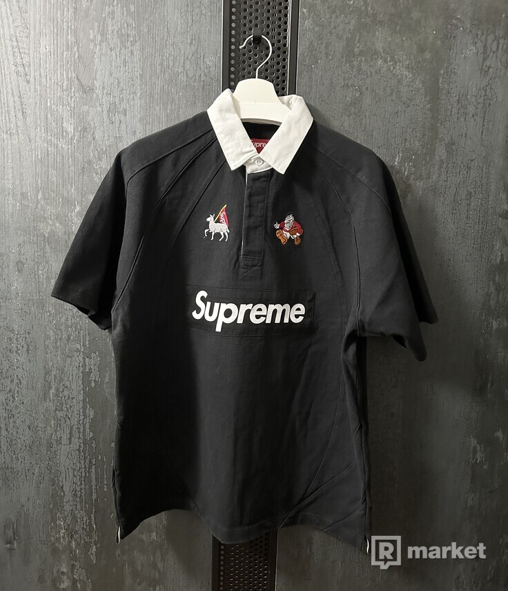 即日発送 【L】supreme - S/S Rugby Black Supreme トップス