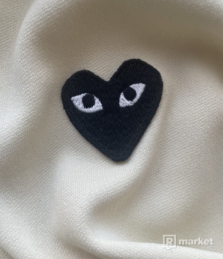 CDG Cream Black Heart hoodie