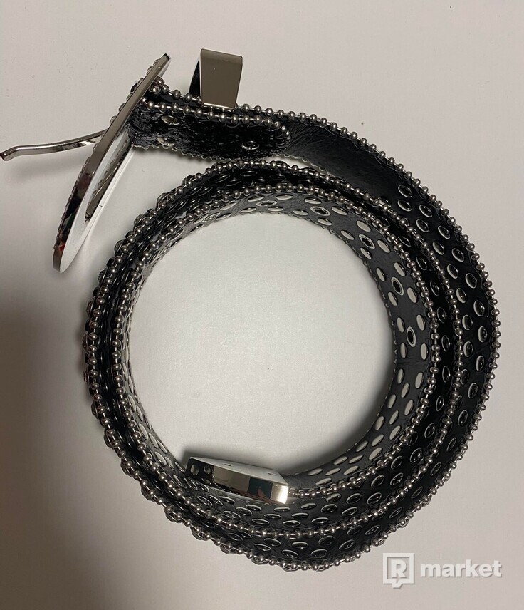 Y2K belt rhinestone black čierny