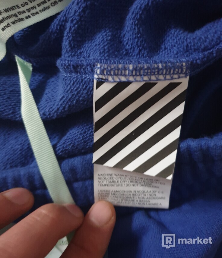 Off-White logo print cotton sweat pants - Blue