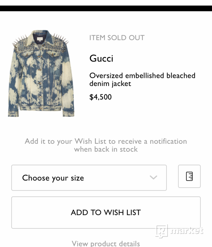 Gucci oversized embellished bleached denim jacket