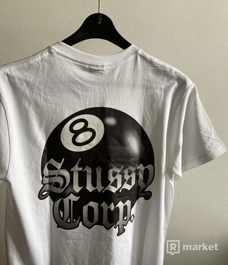 Stussy biele tričko eight ball
