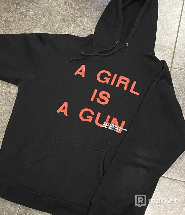 Pleasures girl is a gun hoodie