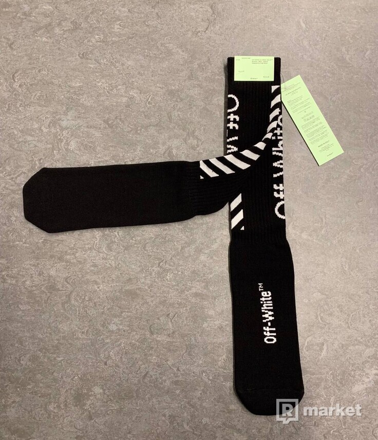 OFF-WHITE Diagonal Striped Black Socks