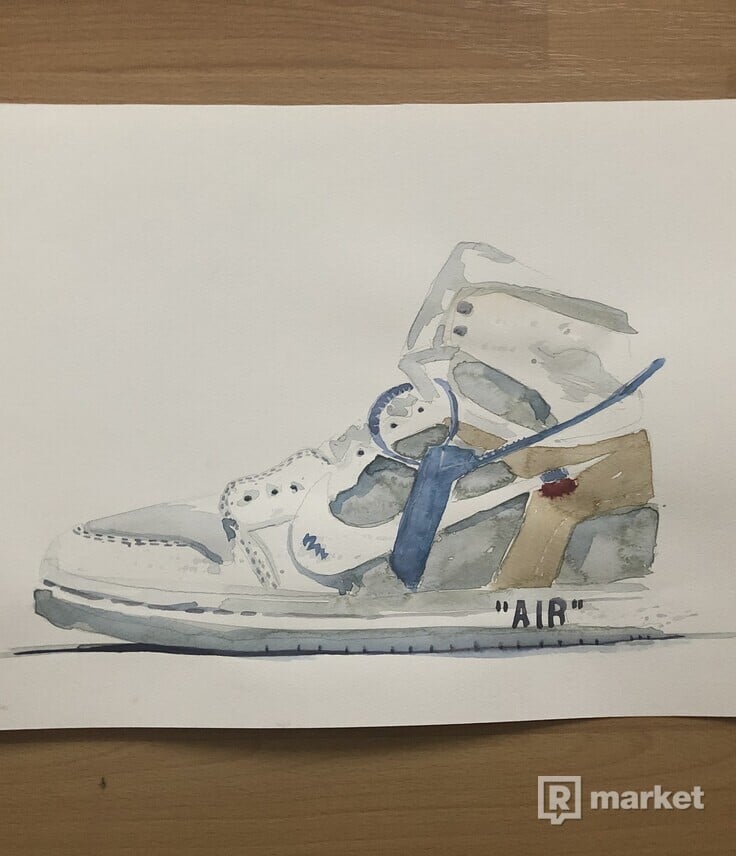 Nike Off White Air Jordan watercolor painting