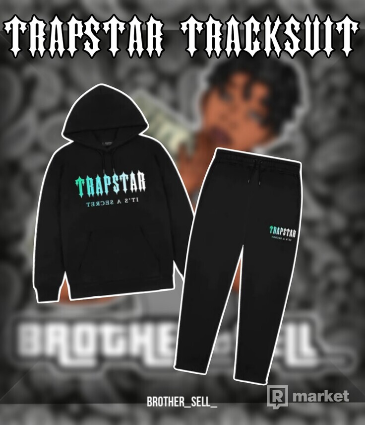 Trapstar Decoded Hooded Tracksuit - Black/Teal Gradient